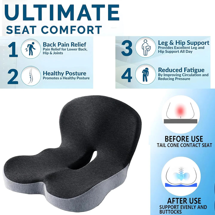 ComfortEase™ – Premium Memory Foam Cushion for Back & Posture Support